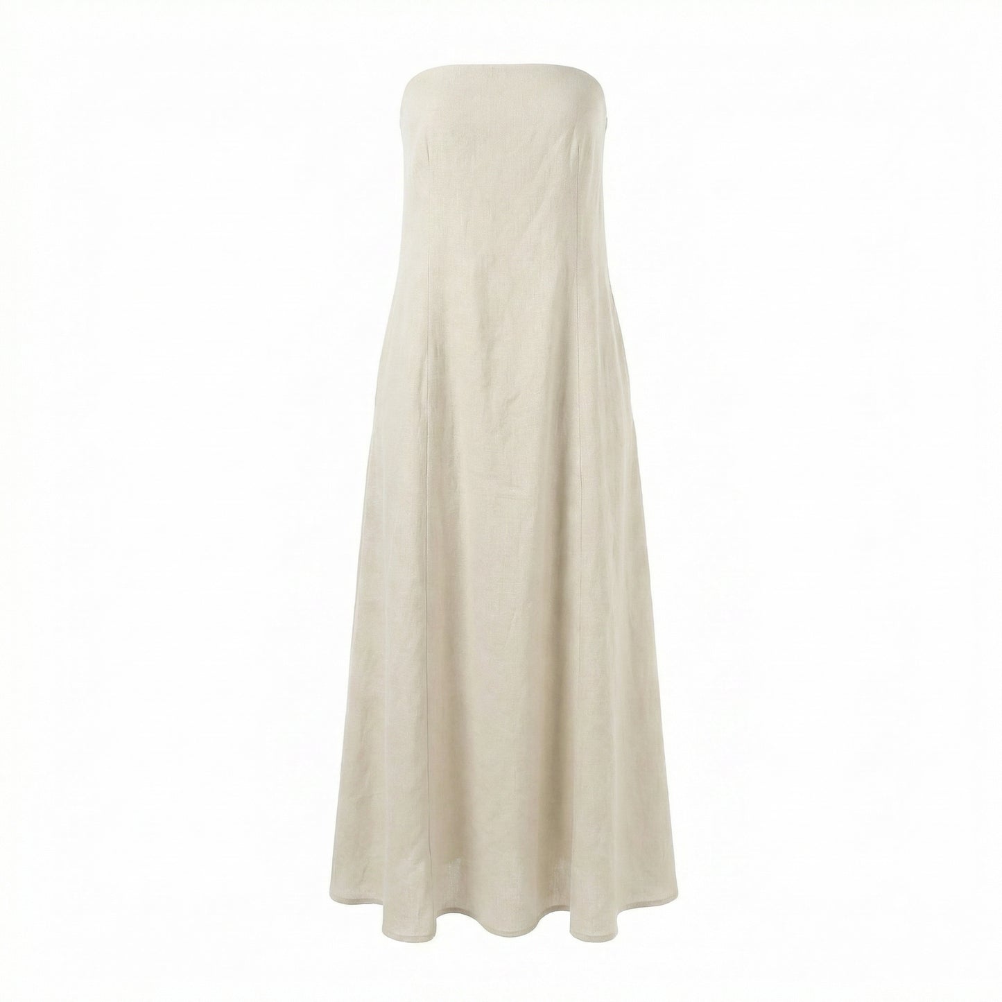 Cleo Women's Linen Maxi Sundress, Wide Strap Open Back with Pockets