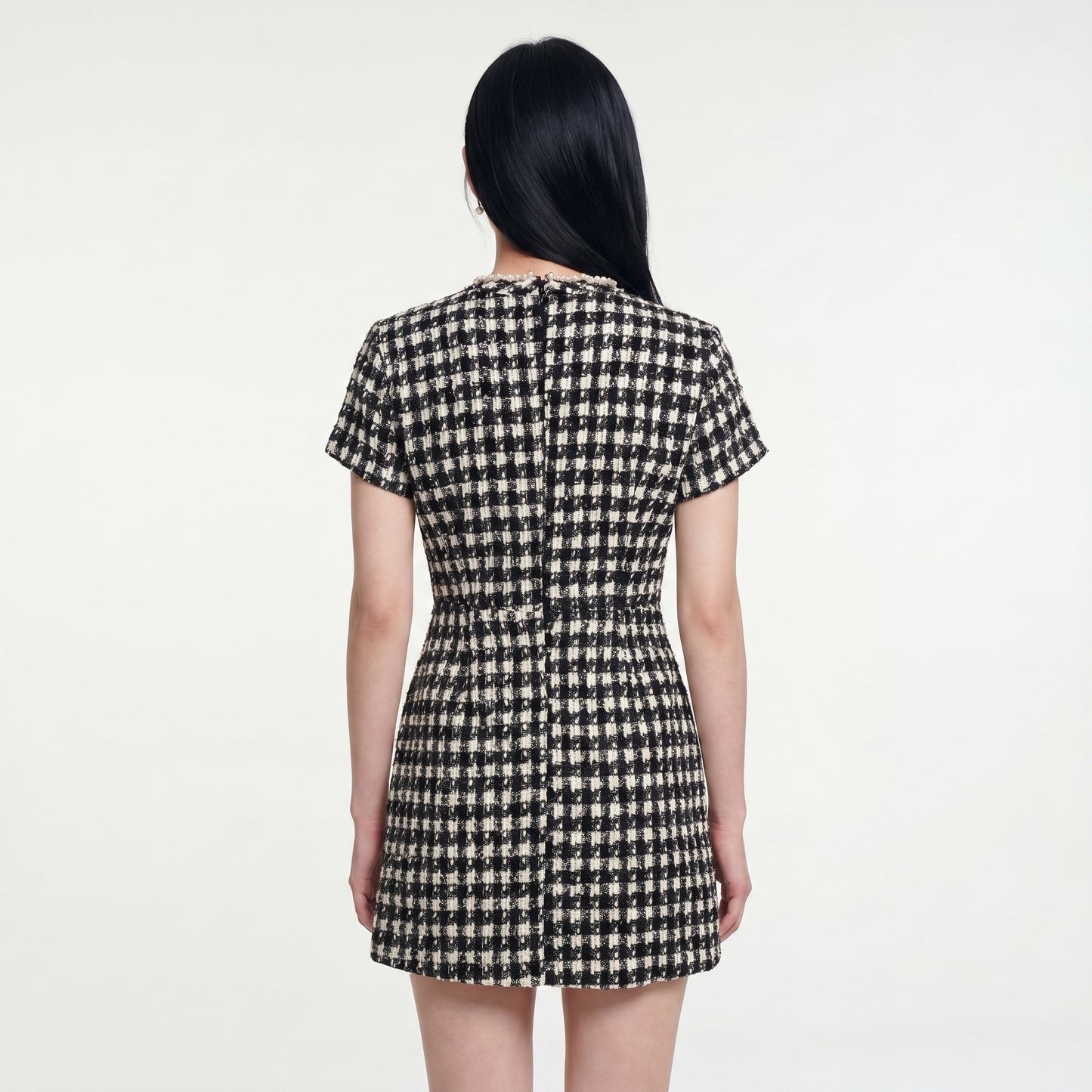 Cleo Women's Mini Dress Plaid Tweed Bead Trim, Slim Fit