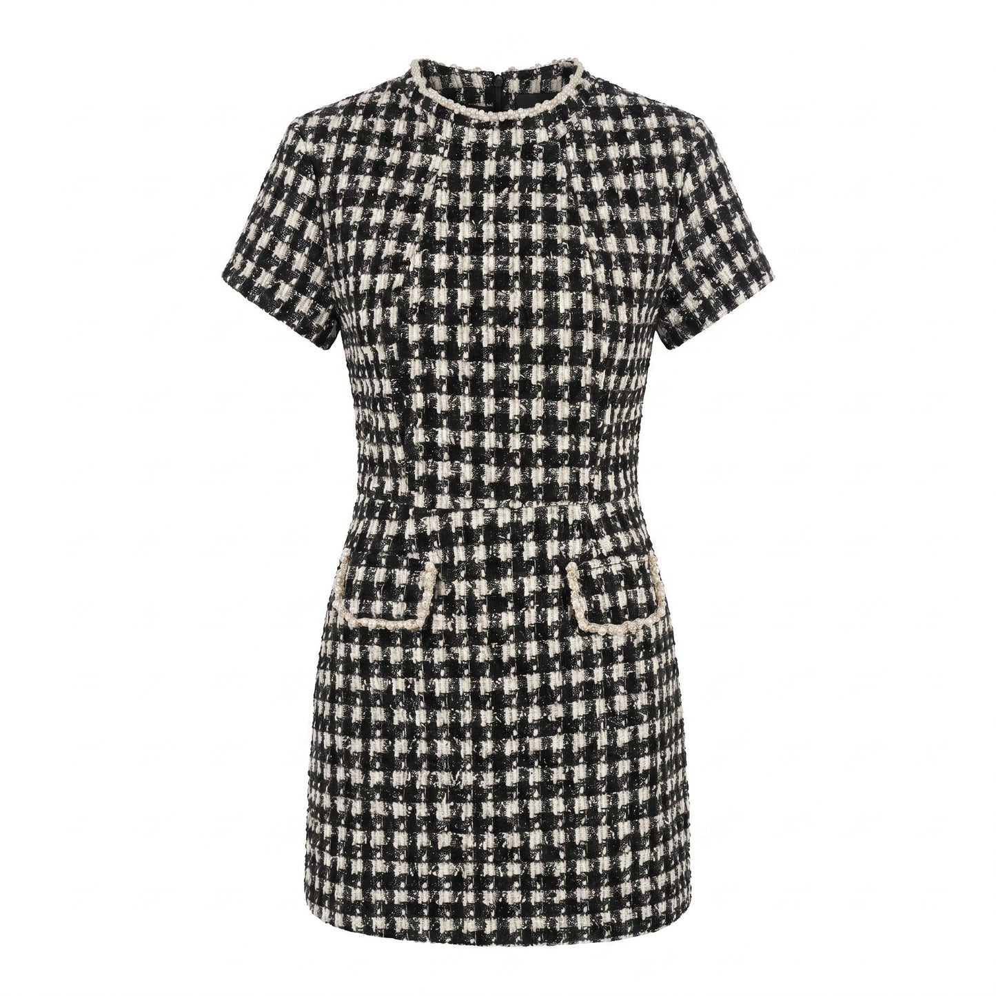 Cleo Women's Mini Dress Plaid Tweed Bead Trim, Slim Fit