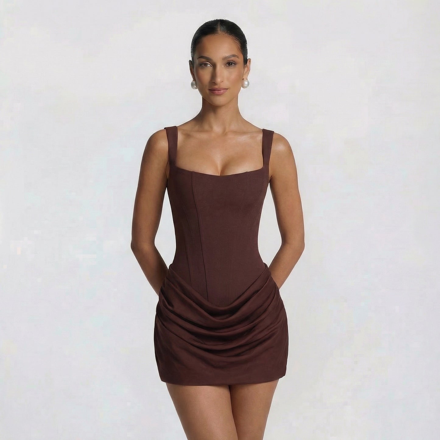 Colette | Women’s Crepe and Lyocell Mini Dress with Lace-Up Back