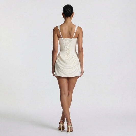 Colette | Women’s Crepe and Lyocell Mini Dress with Lace-Up Back