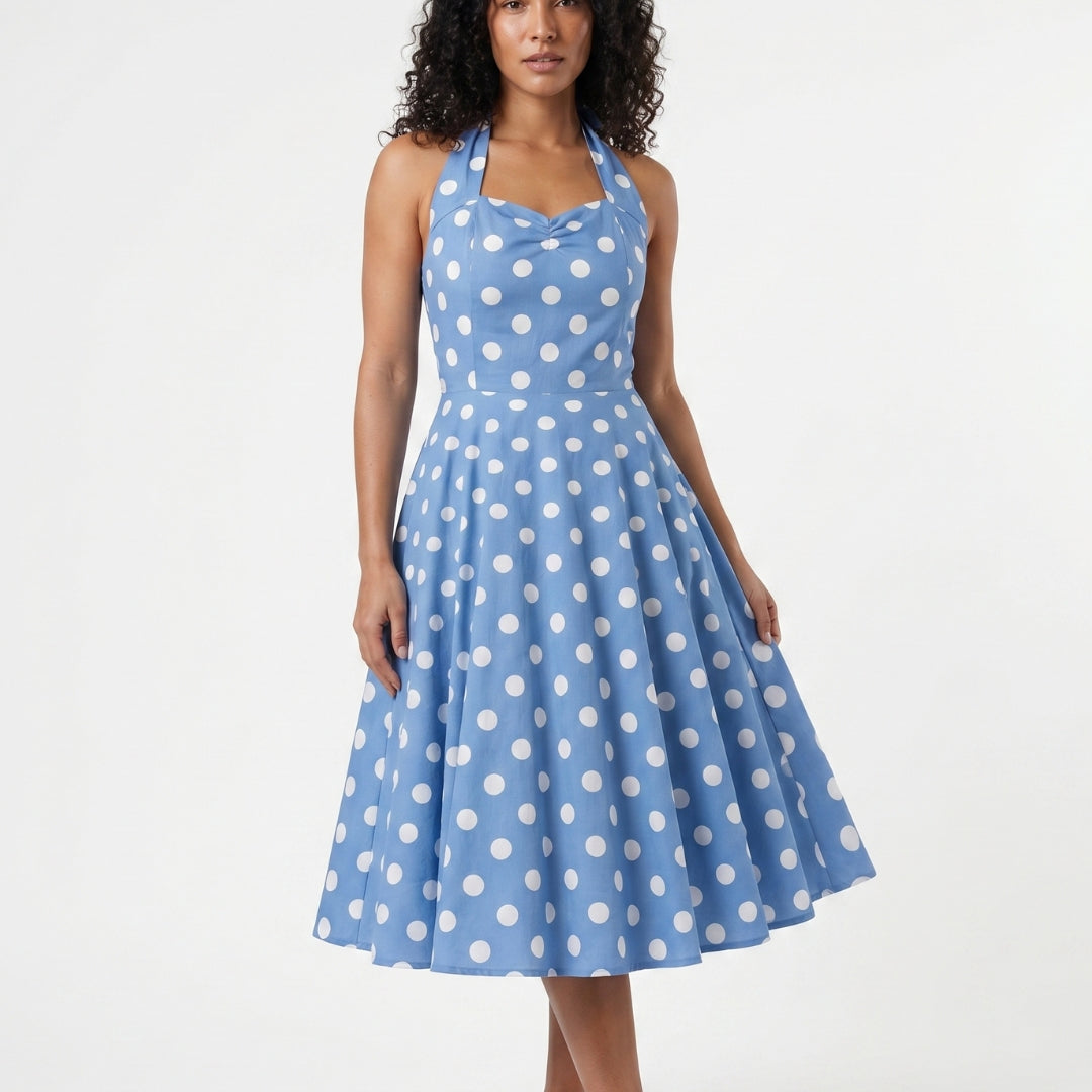 Colette Women’s Polka Dot Halter A-Line Midi Dress