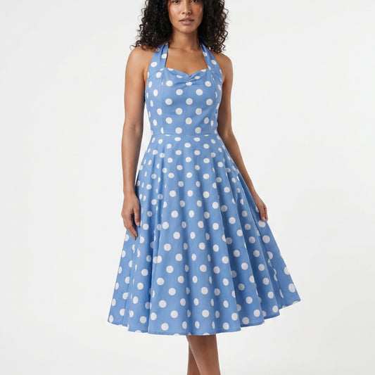 Colette Women’s Polka Dot Halter A-Line Midi Dress