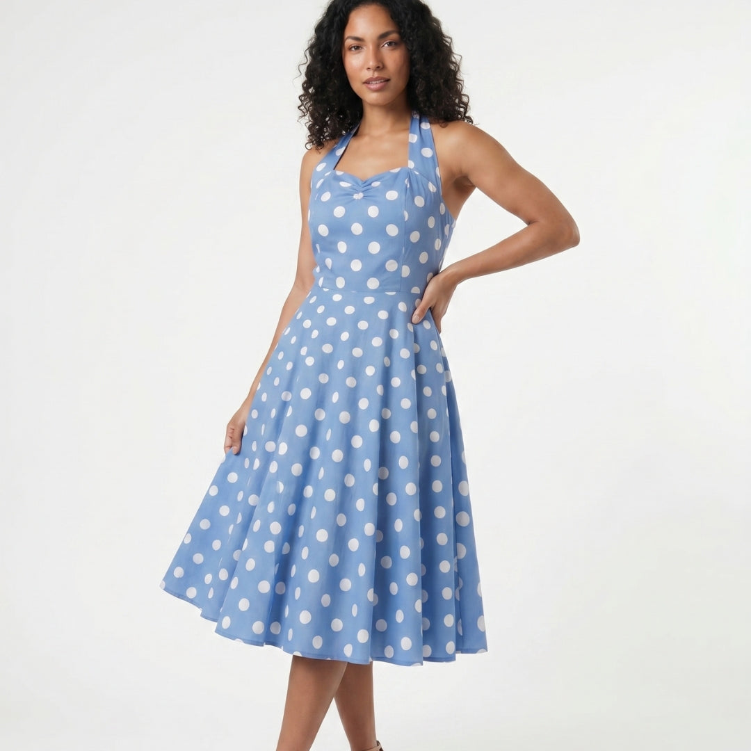 Colette Women’s Polka Dot Halter A-Line Midi Dress