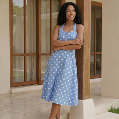 Colette Women’s Polka Dot Halter A-Line Midi Dress