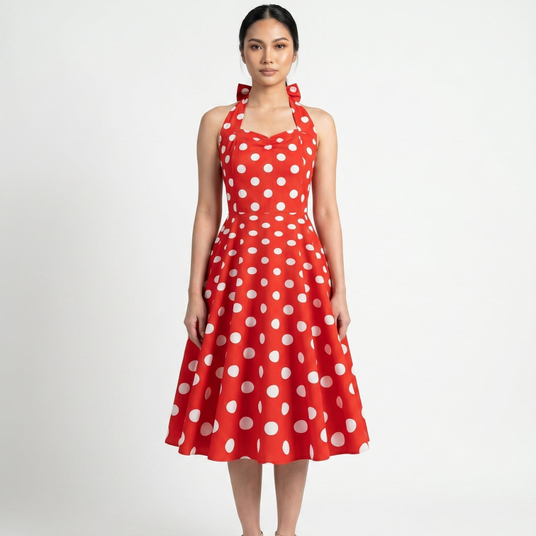 Colette Women’s Polka Dot Halter A-Line Midi Dress