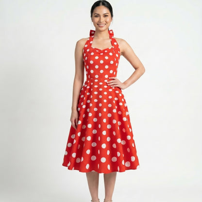 Colette Women’s Polka Dot Halter A-Line Midi Dress