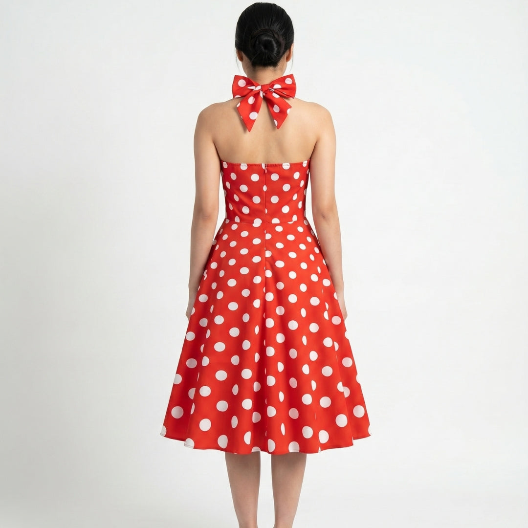 Colette Women’s Polka Dot Halter A-Line Midi Dress