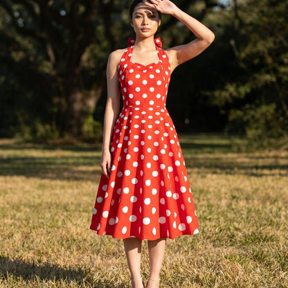 Colette Women’s Polka Dot Halter A-Line Midi Dress