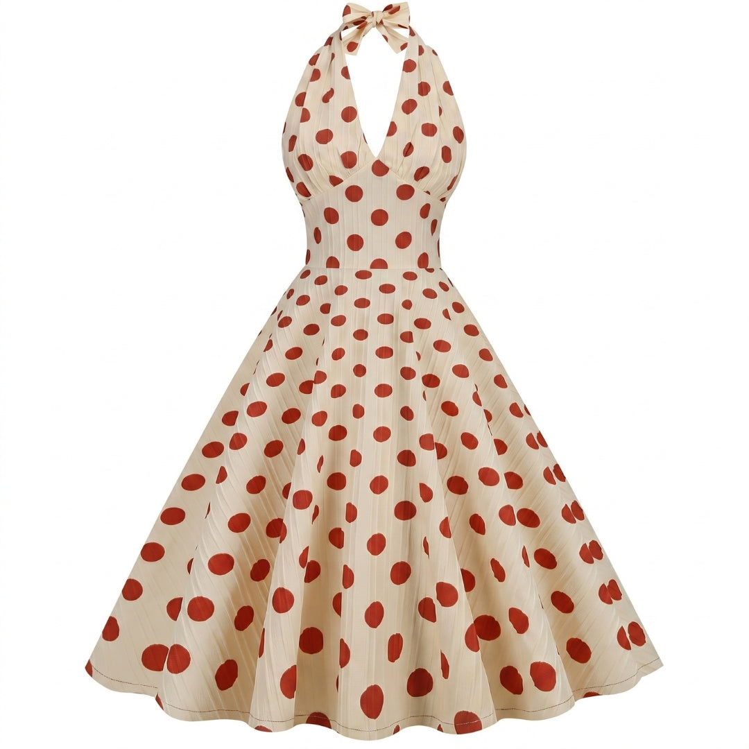 Colette Women’s Polyester Halter Polka Dot Midi Dress