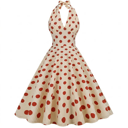 Colette Women’s Polyester Halter Polka Dot Midi Dress