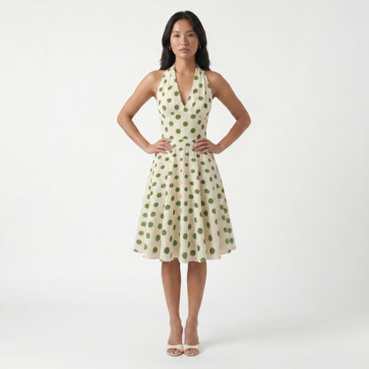 Colette Women’s Polyester Halter Polka Dot Midi Dress