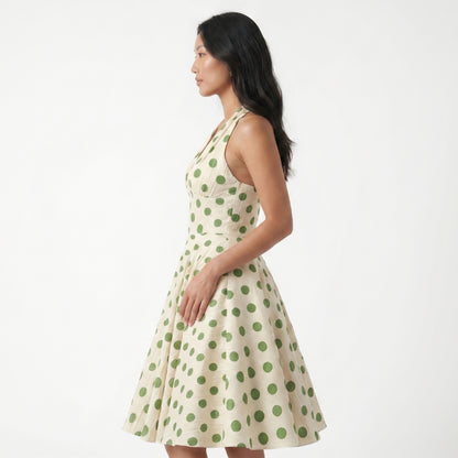 Colette Women’s Polyester Halter Polka Dot Midi Dress