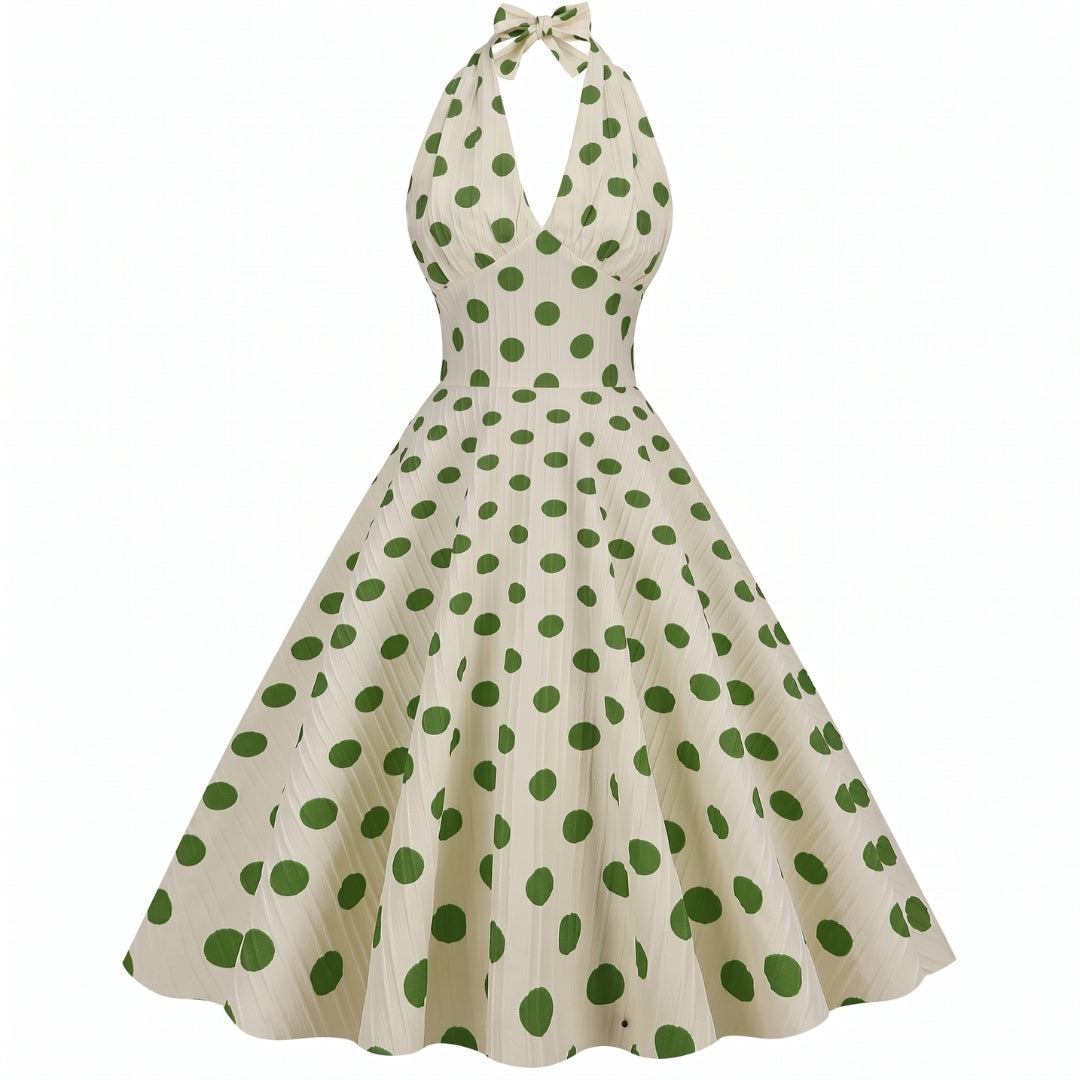Colette Women’s Polyester Halter Polka Dot Midi Dress
