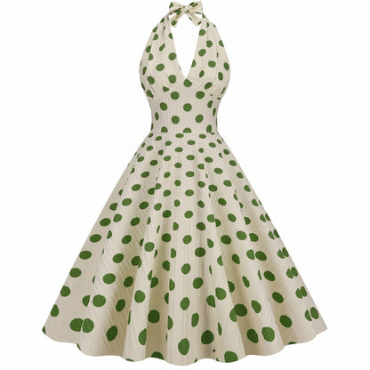 Colette Women’s Polyester Halter Polka Dot Midi Dress