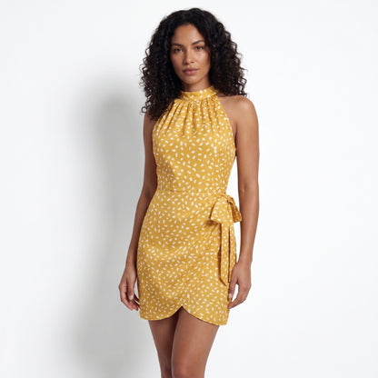 Colette Women’s Printed Halter Neck Wrap Mini Dress