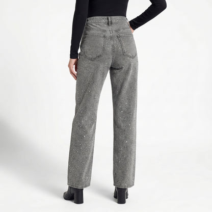 Demi Women's Rhinestone Wide Leg Trousers, Sparkle Stretch Fit