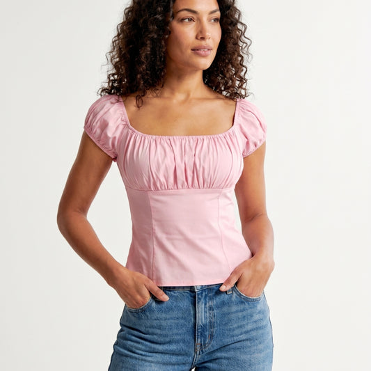 Elara Women’s Ruched Puff-Sleeve Blouse