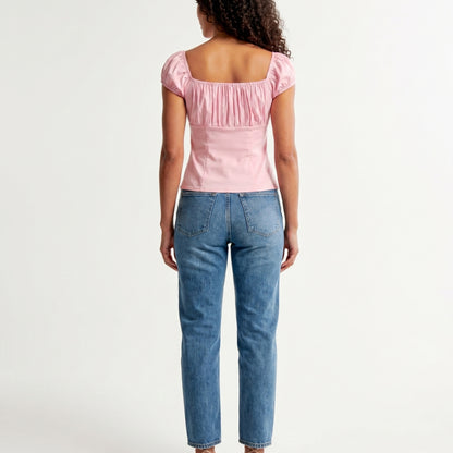 Elara Women’s Ruched Puff-Sleeve Blouse