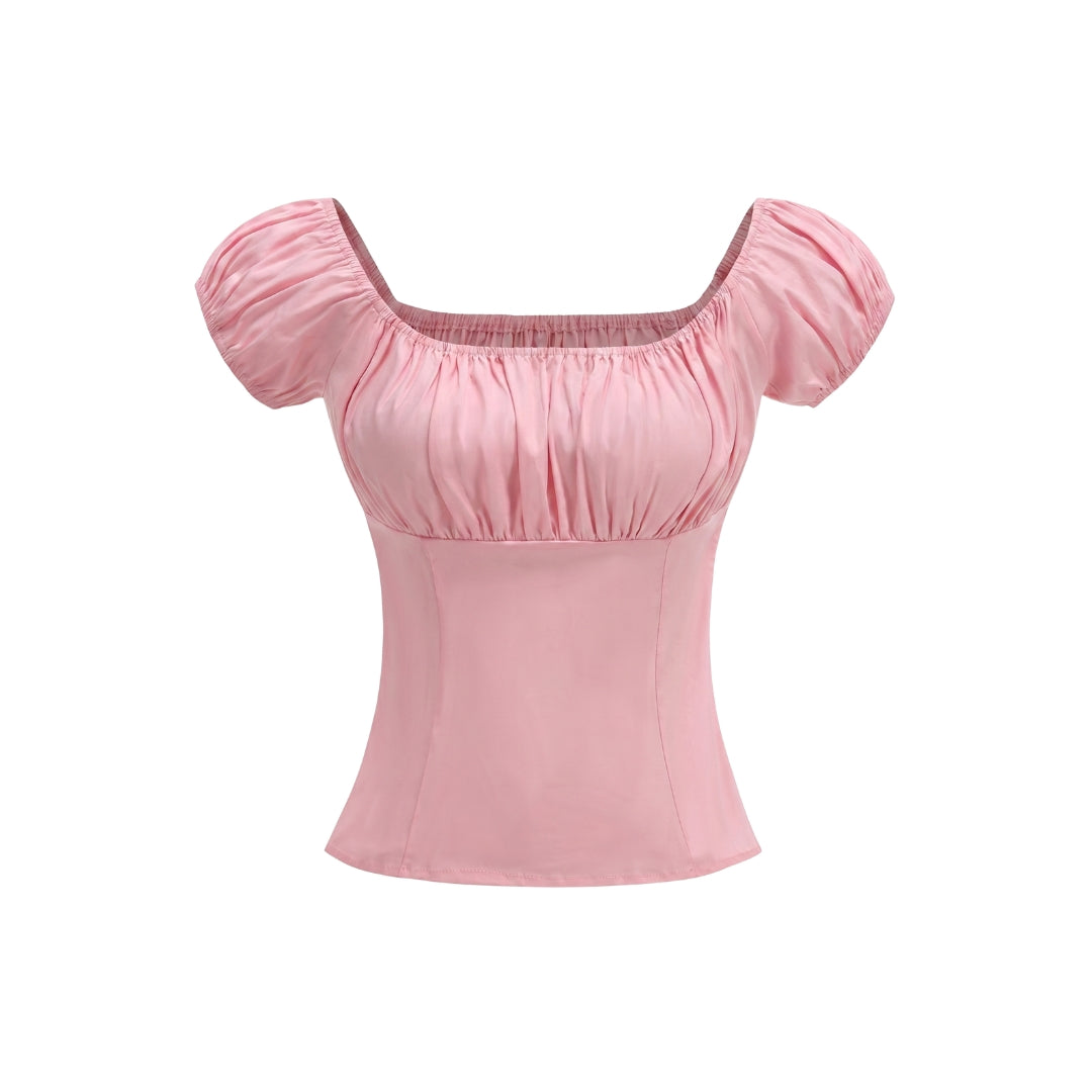 Elara Women’s Ruched Puff-Sleeve Blouse