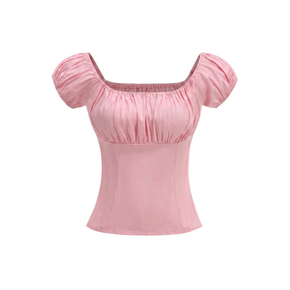 Elara Women’s Ruched Puff-Sleeve Blouse