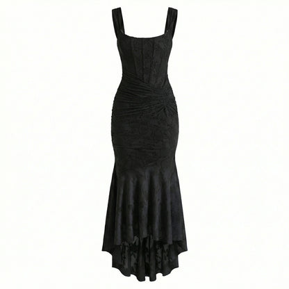 Elena | Women’s Polyester Sleeveless Maxi Dress, Boned Zip