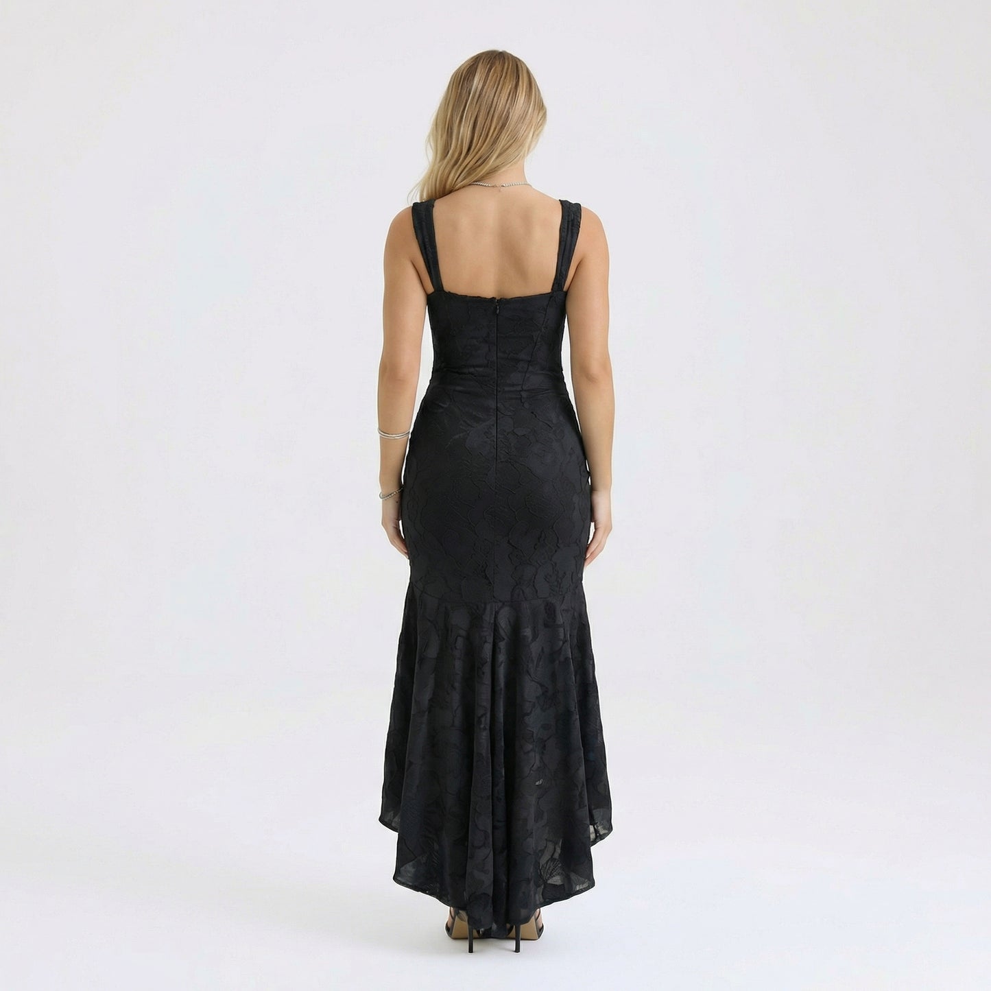 Elena | Women’s Polyester Sleeveless Maxi Dress, Boned Zip