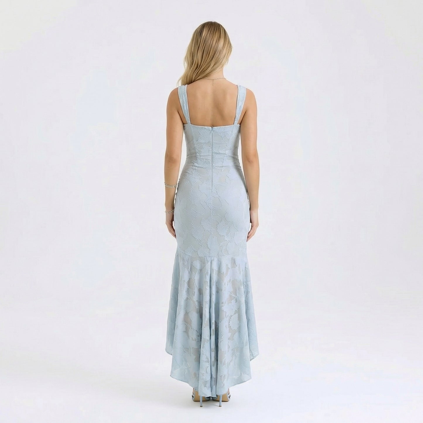 Elena | Women’s Polyester Sleeveless Maxi Dress, Boned Zip