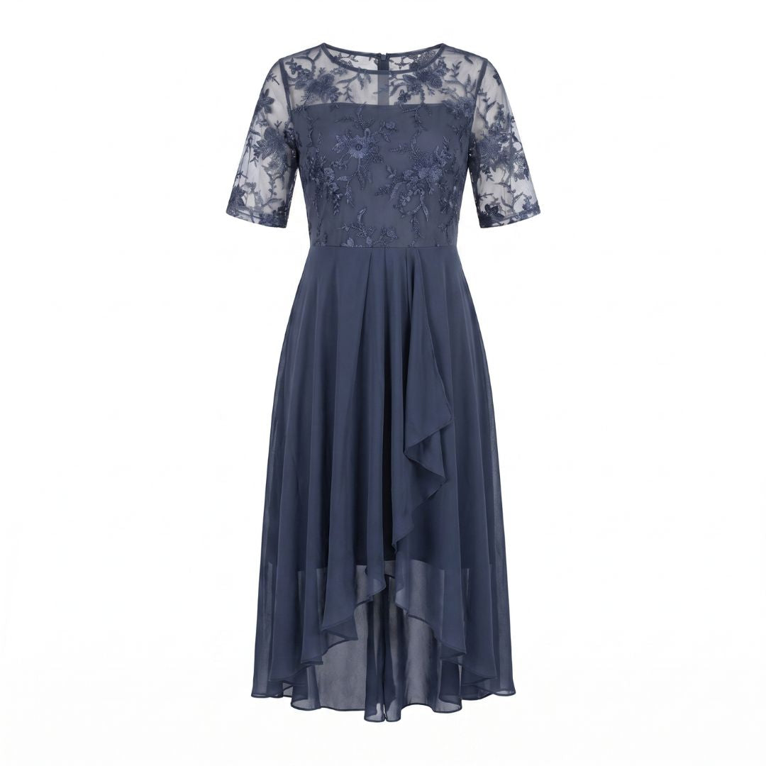 Éliane Women’s Embroidered Sheer Overlay Midi Dress