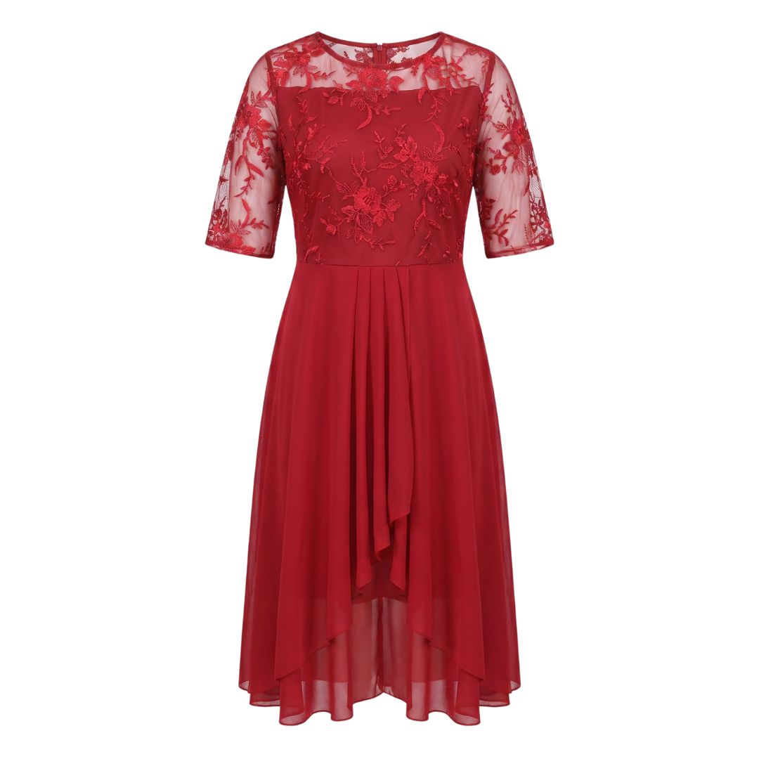 Éliane Women’s Embroidered Sheer Overlay Midi Dress