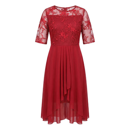 Éliane Women’s Embroidered Sheer Overlay Midi Dress