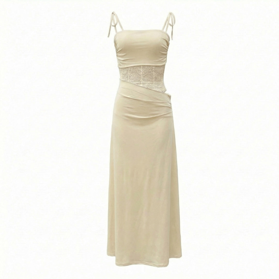 Élise | Women’s Lace Bodice Maxi Dress with Tie Straps