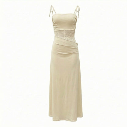 Élise | Women’s Lace Bodice Maxi Dress with Tie Straps