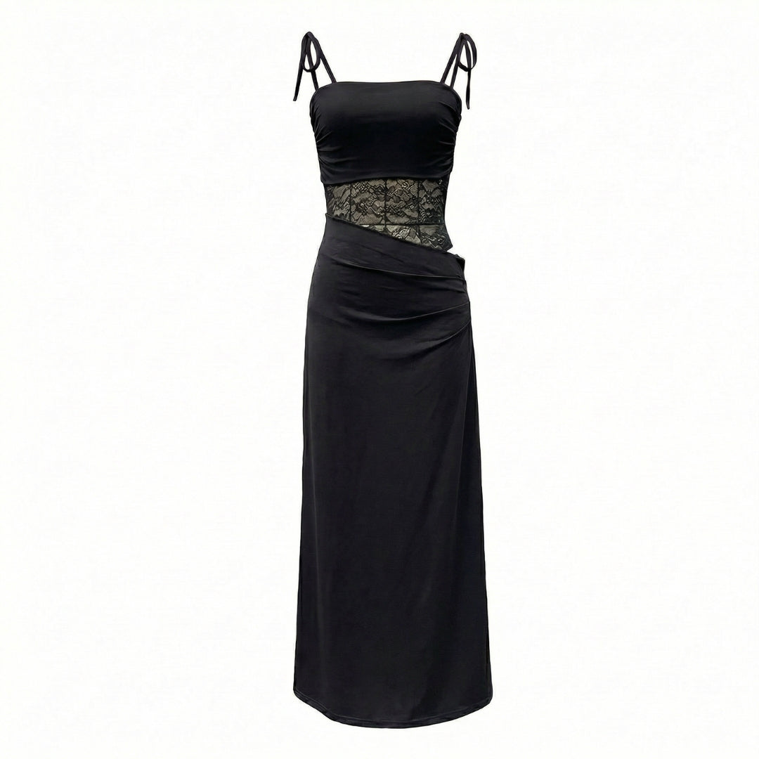 Élise | Women’s Lace Bodice Maxi Dress with Tie Straps