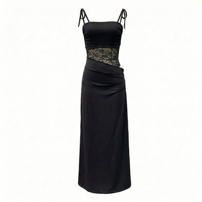 Élise | Women’s Lace Bodice Maxi Dress with Tie Straps
