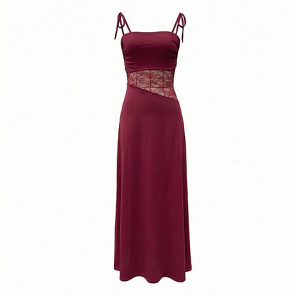 Élise | Women’s Lace Bodice Maxi Dress with Tie Straps