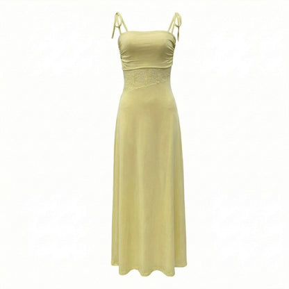 Élise | Women’s Lace Bodice Maxi Dress with Tie Straps