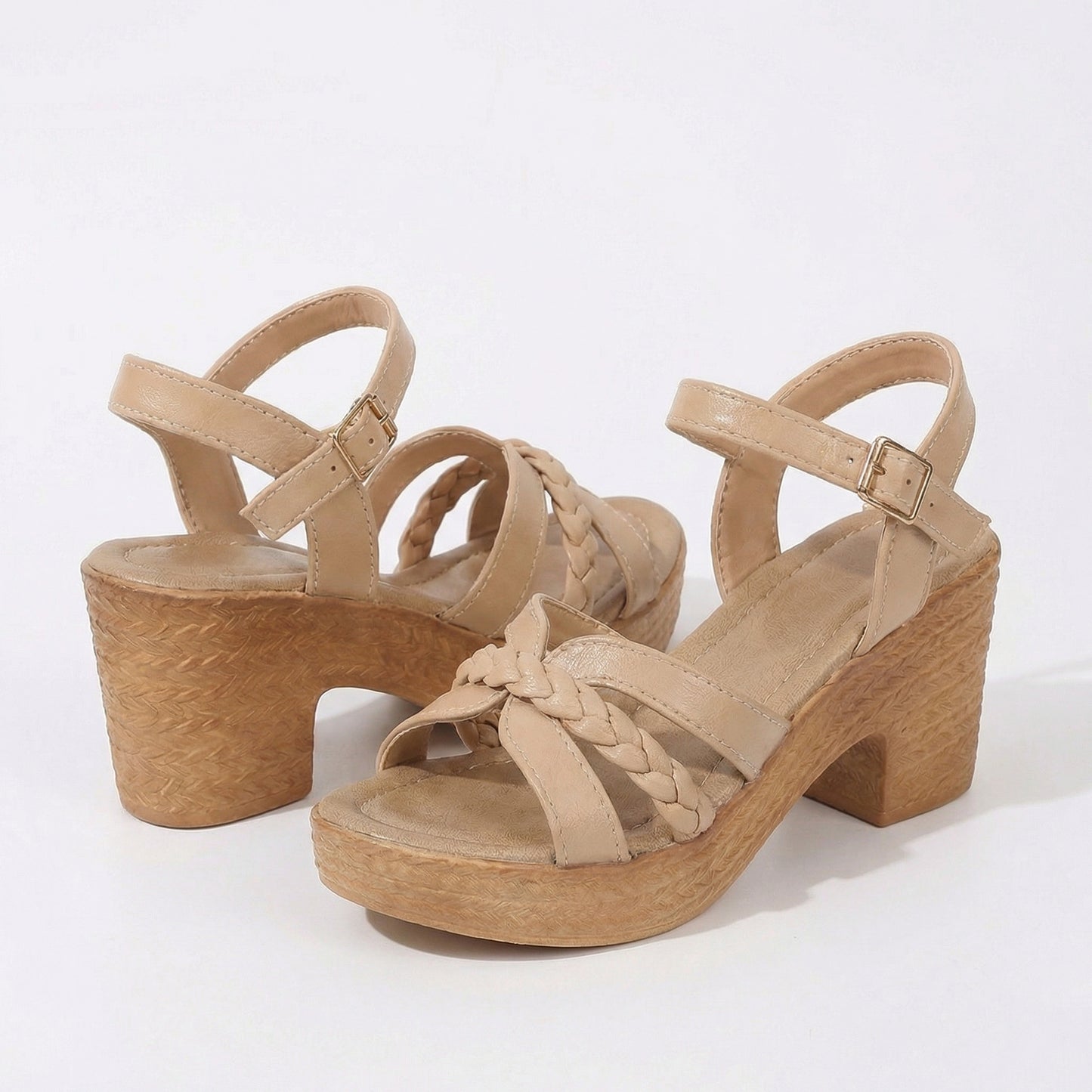 Élodie | Braided Block Heel Sandals