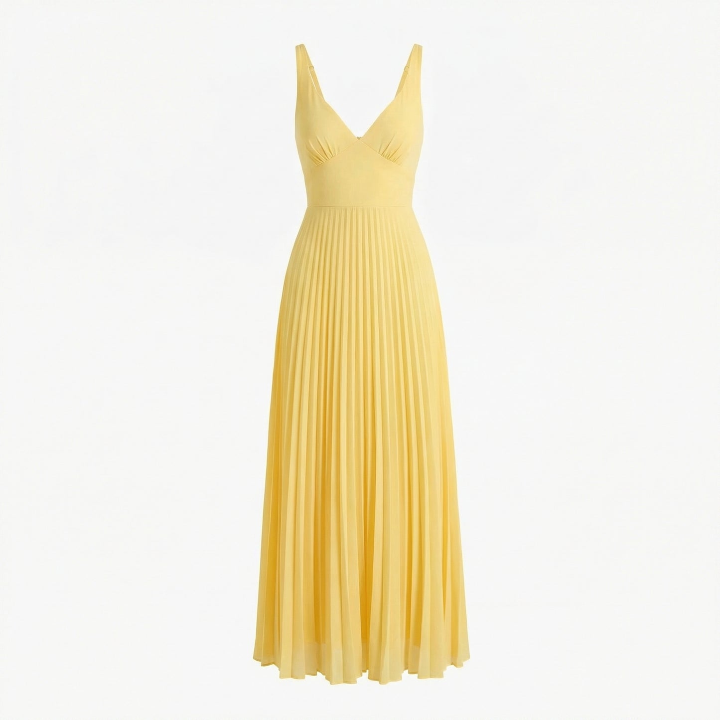 Élodie | Women’s Satin Sleeveless Pleated Maxi Dress