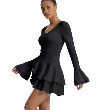 Élodine | Women’s Stretch V-Neck Mini Dress with Buttons