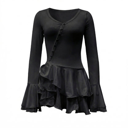 Élodine | Women’s Stretch V-Neck Mini Dress with Buttons