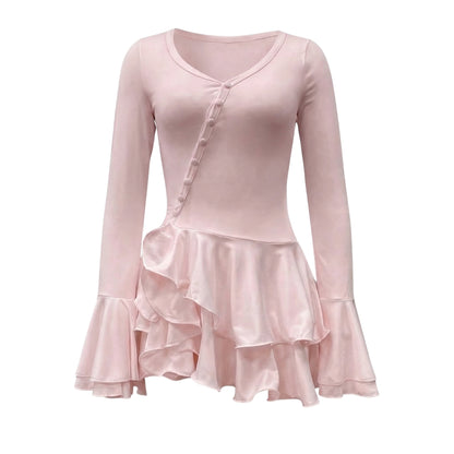 Élodine | Women’s Stretch V-Neck Mini Dress with Buttons