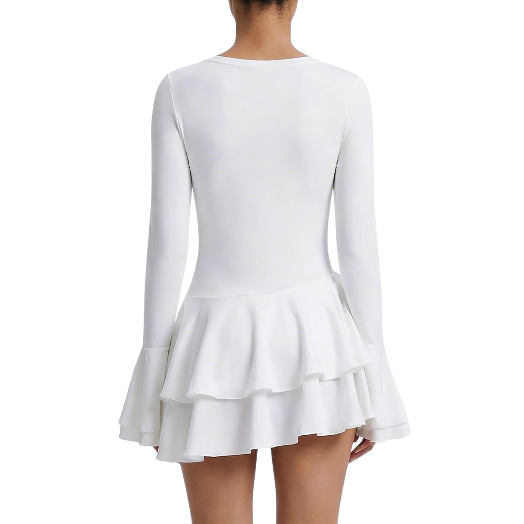 Élodine | Women’s Stretch V-Neck Mini Dress with Buttons