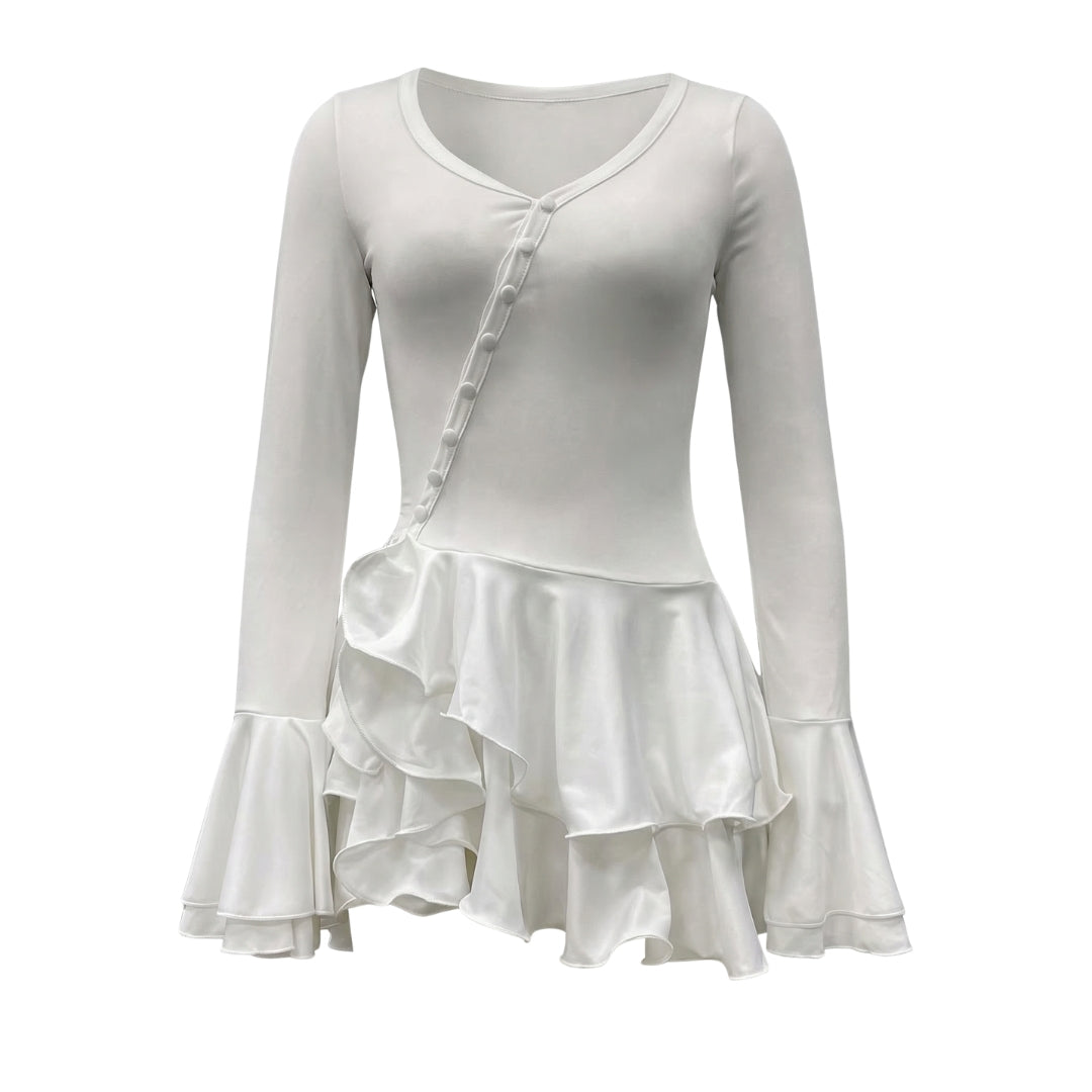 Élodine | Women’s Stretch V-Neck Mini Dress with Buttons