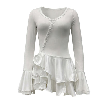 Élodine | Women’s Stretch V-Neck Mini Dress with Buttons