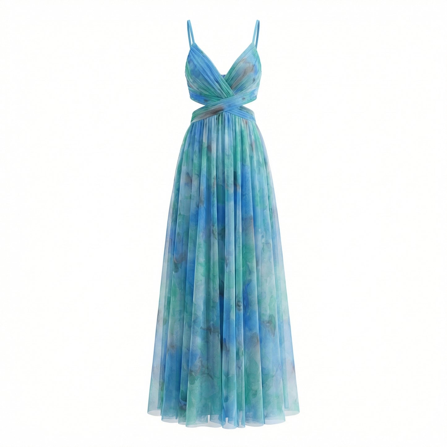 Émeline | Women’s Polyester Floral Maxi Dress V-Neck Tie-Back