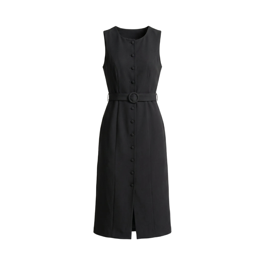 Émilie Women’s Sleeveless Belted Button Midi Dress