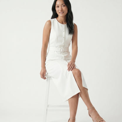 Émilie Women’s Sleeveless Belted Button Midi Dress