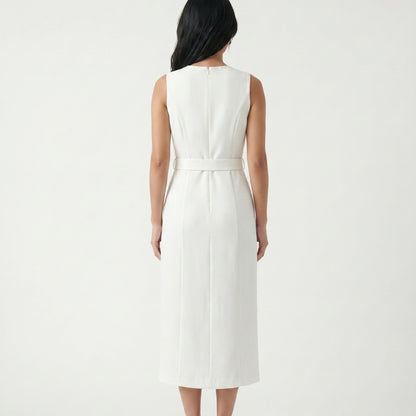 Émilie Women’s Sleeveless Belted Button Midi Dress