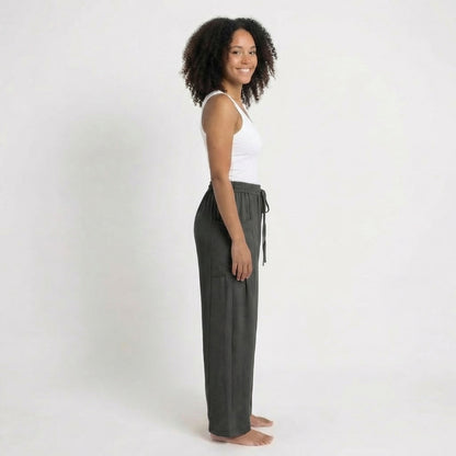 Émilienne | Women’s Linen Wide-Leg Drawstring Pants with Pockets